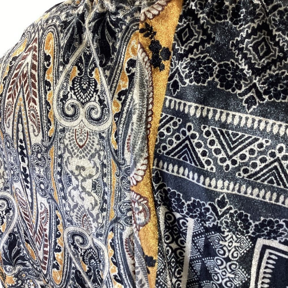 Zara Velour Bomber Track Jacket Size L Green Gold Paisley Stripe Velvet 80s - Picture 6 of 11